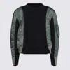 Sacai Navy And Green Cotton Sweatshirt In Khaki/navy