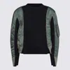 Sacai Navy And Green Cotton Sweatshirt In Khaki/navy