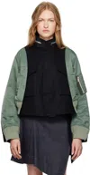 Sacai Nylon Twill X Knit Blouson In Green
