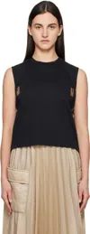 Sacai Black Nylon Twill Mix Cotton Jersey Tank Top In 234 Navy*taupe