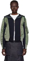 Sacai Navy & Khaki Sponge Sweat Hoodie In 263 Navy Khaki