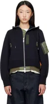 Sacai Navy & Khaki Sponge Sweat X Nylon Twill Hoodie