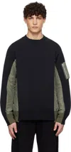 Sacai Navy & Khaki Sponge Sweat X Nylon Twill Sweatshirt In 212 Navyxkhaki