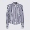 Sacai White And Navy Cotton Shirt In Blue