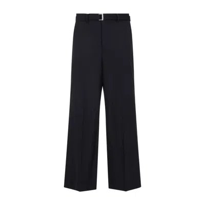 Sacai Navy-blue Chalk Stripe Pants In Black