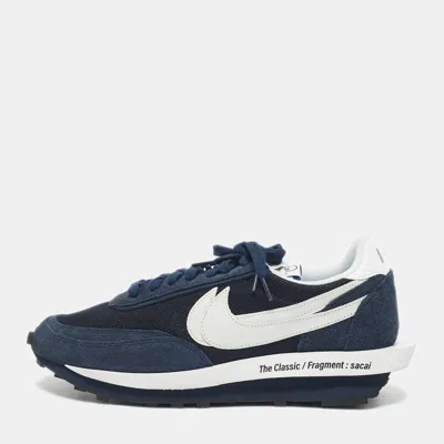 Pre-owned Sacai Navy Blue Suede And Mesh Ld Waffle Sf Blue Void Sneakers Size 47.5