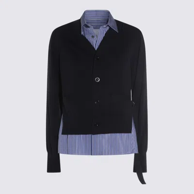 Sacai Navy Cotton Knitwear In Blue