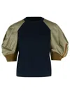 Sacai Multicolor Nylon Insert T-shirt In Navy