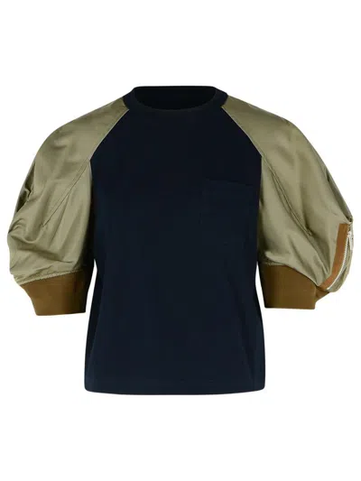 SACAI SACAI NAVY COTTON T-SHIRT