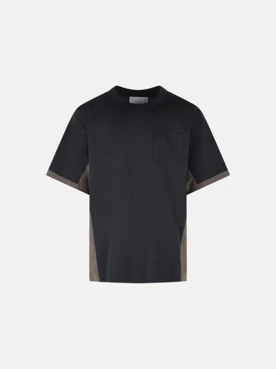 Sacai Navy Cotton T-shirt In Blue