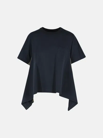 Sacai Navy Cotton T-shirt In Blue