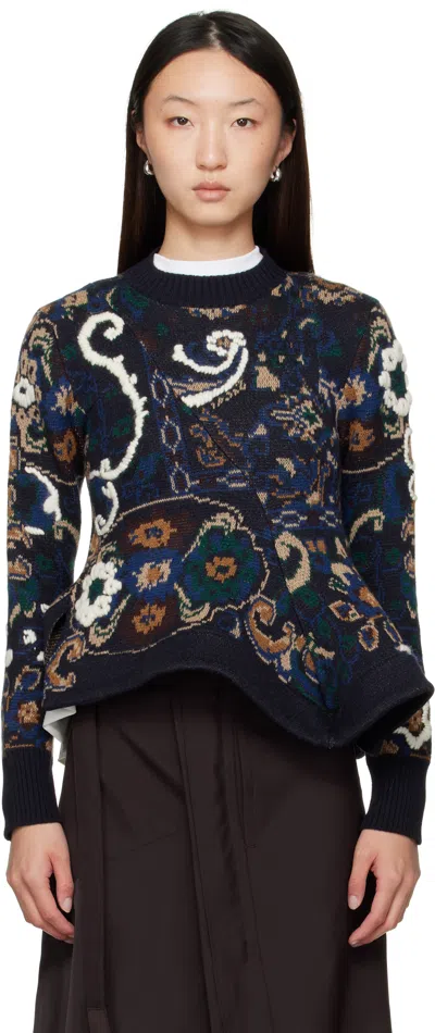 Sacai Navy Crewneck Sweater