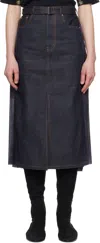 Sacai Navy Paneled Denim Midi Skirt In 499 Indigo