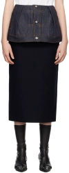 Sacai Navy Paneled Midi Skirt In 499 Indigo