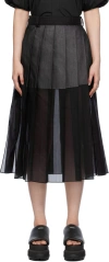Sacai Navy Pinstripe Midi Skirt In 201 Navy