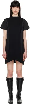 Sacai Black Poplin & Knit Minidress In 001 Black