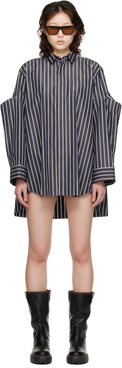 Sacai Striped Oversized Cotton-blend Shirt In Multi
