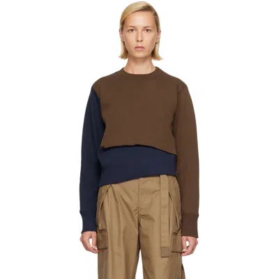 Sacai Layered Sweatshirt In Brown