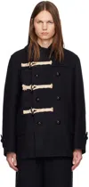 Sacai Wool Duffle Jacket In 251 D/navy