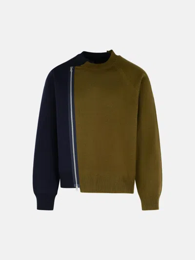 Sacai Navy Wool Sweater In Blue