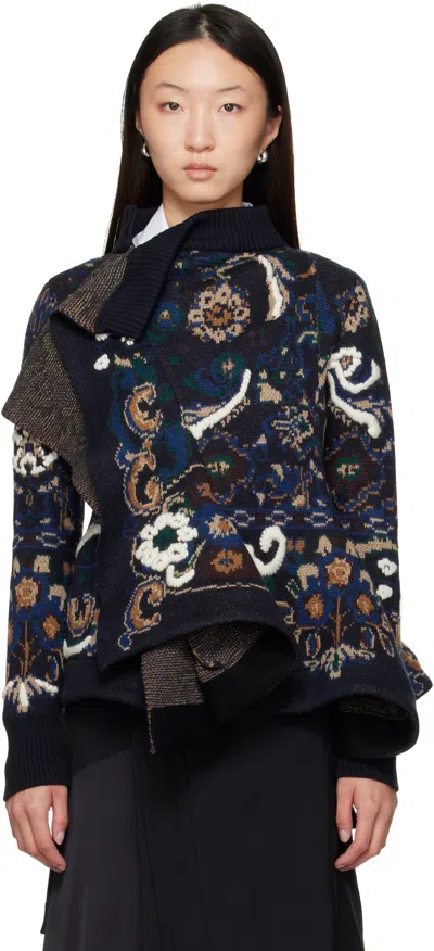 Sacai Navy Wrap Sweater