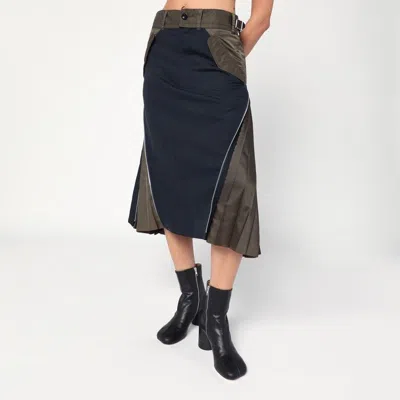 Sacai Tailored Skirt With Belted High Waist In Blue
