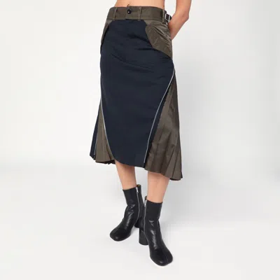 Sacai Navy/kaki Tailored Skirt In Blue