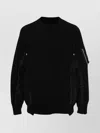 Sacai Cotton And Nylon Crewneck Sweater In Black