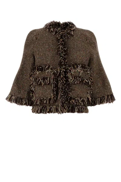 Sacai Nep Tweed Jacket In Brown