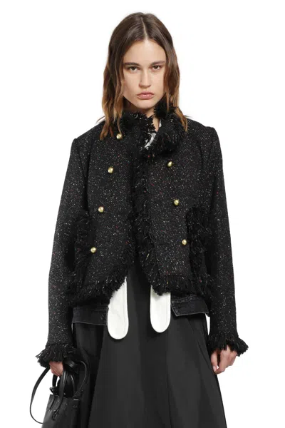 Sacai Nep Tweed X Denim Jacket In Black