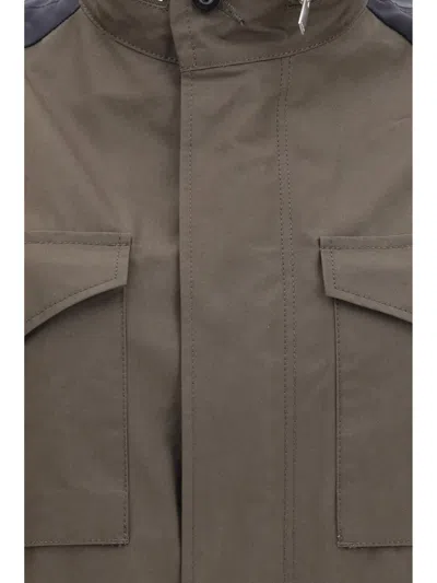 Sacai Nylon And Cotton Jacket In Brown