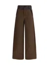 Sacai Nylon And Denim Jeans In Brown