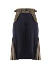 Sacai Wool And Nylon Midi Skirt In Blue