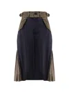 Sacai Wool And Nylon Midi Skirt In Black