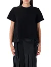 Sacai X Women's Nylon Twill X Cotton Jersey T-shirt In Black