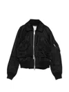 Sacai Black Satin-effect Nylon Zip Bomber Jacket In Black