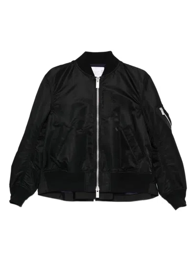 Sacai Nylon Bomber Jacket In Black