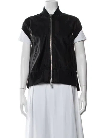 Pre-owned Sacai Nylon Bomber Jacket In Black