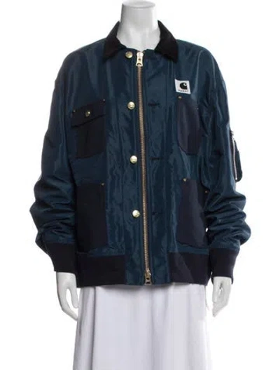 Pre-owned Sacai Nylon Bomber Jacket In Blue