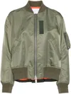 Sacai Zip-up Nylon Bomber Jacket In Brown