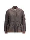 Sacai Drawstring-detail Bomber Jacket In Brown