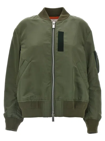 Sacai Nylon Bomber Jacket Casual Jackets, Parka In Green