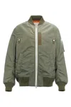 Sacai Khaki Nylon Twill Bomber Jacket In Green