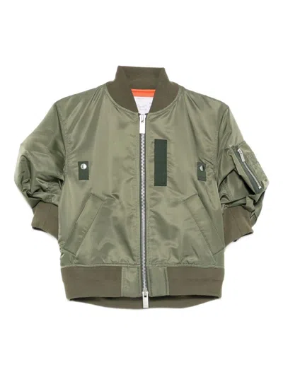 Sacai Nylon Bomber Jacket In Green