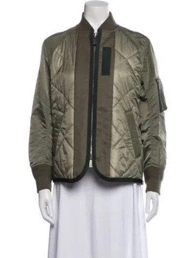 Pre-owned Sacai Nylon Bomber Jacket In Green