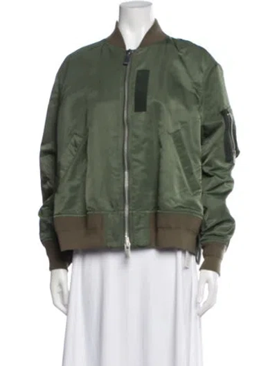 Pre-owned Sacai Nylon Bomber Jacket In Green