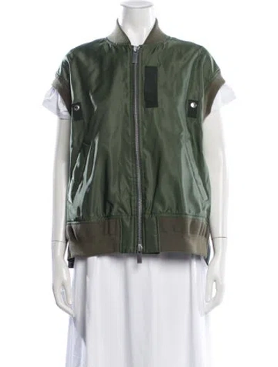 Pre-owned Sacai Nylon Bomber Jacket In Green