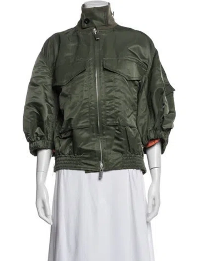 Pre-owned Sacai Nylon Bomber Jacket In Green