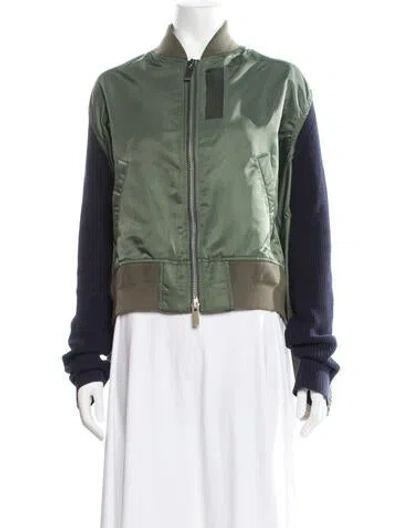 Pre-owned Sacai Nylon Bomber Jacket In Green