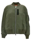Sacai Zip-up Nylon Bomber Jacket In Green
